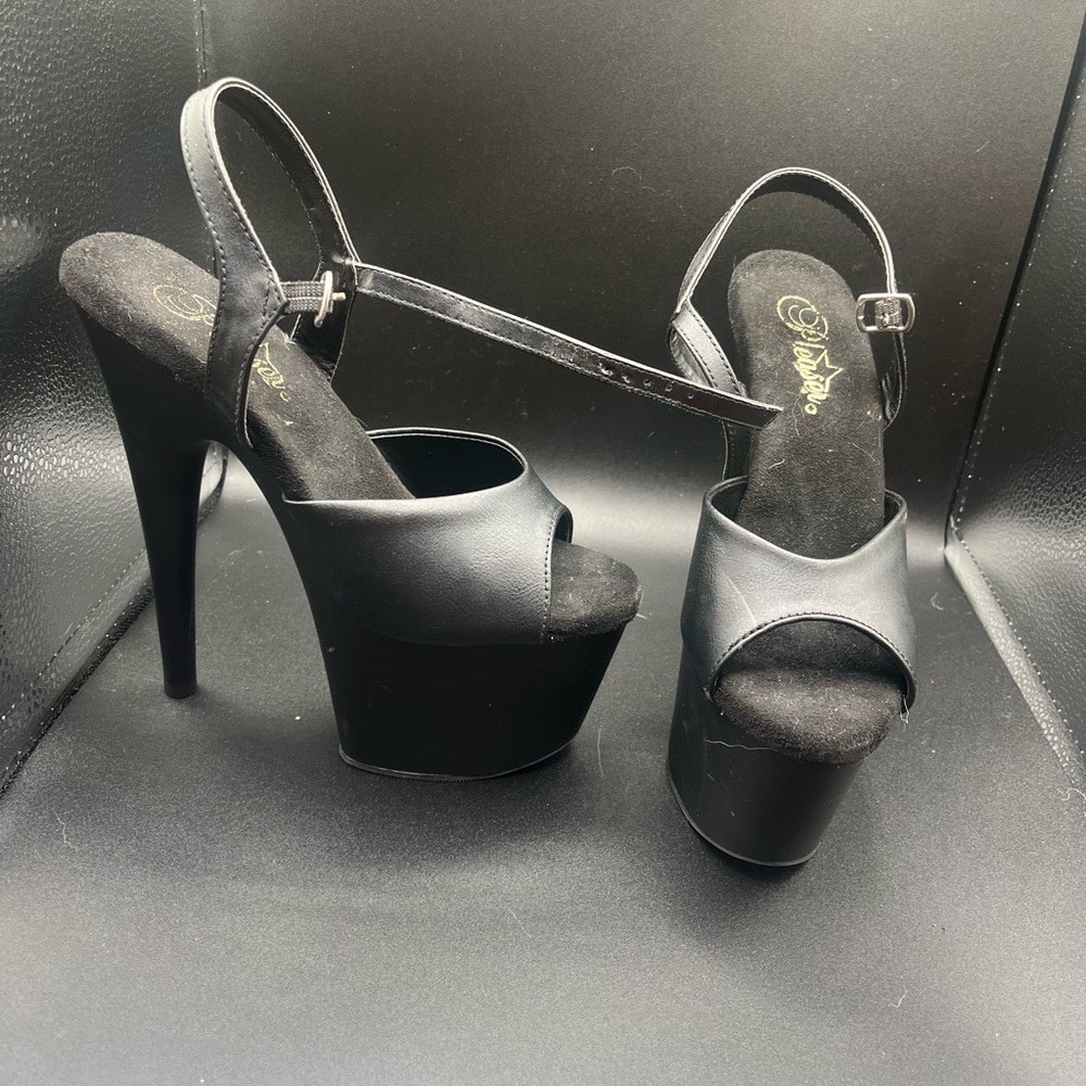 Pleaser Black Platform Stiletto Sandals